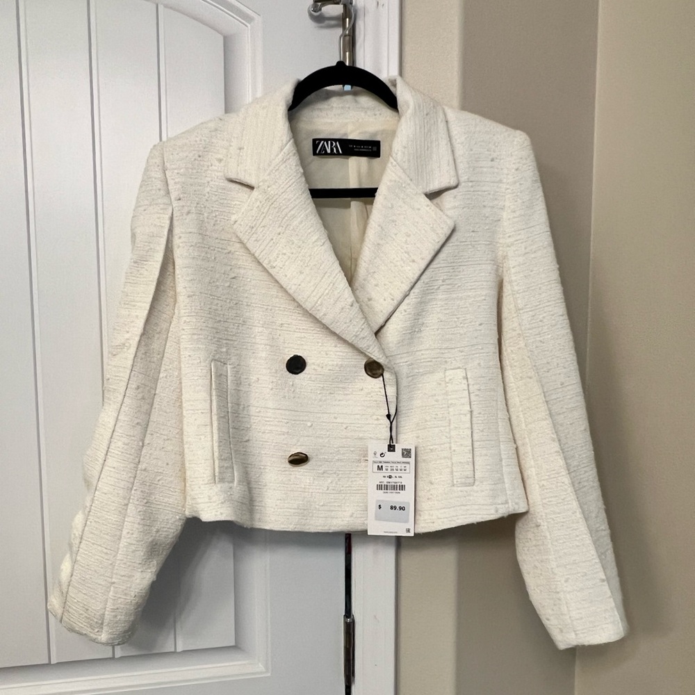 Cream Cropped Zara Blazer